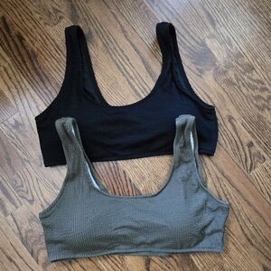 Textured Bikini Tops 2 XL Black and Olive